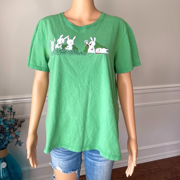 Woot Tops - Vintage Rabbit Graphic Tee Green